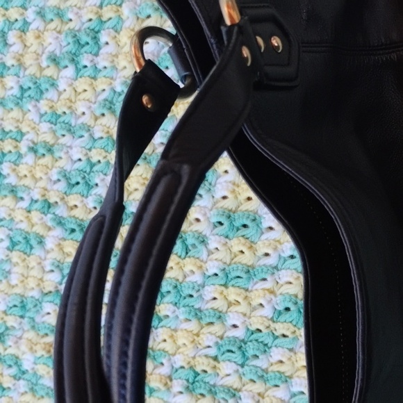 Coach Vintage Black Leather Tote/ messenger large Bag - Picture 6 of 16